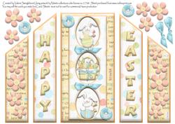 Happy Easter Theatre Fold Card with Decoupage Elements