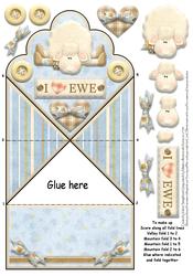 I Love Ewe Scallop Diamond Top Spring Card