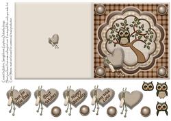 Owl in a Tree Square Quick Card Various Sentiments