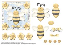 Bee Happy Square Card Front with Decoupage