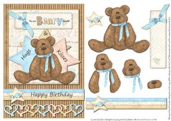 Hugs Kisses Brown Bear Happy Birthday