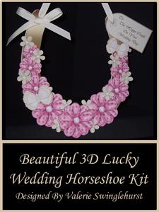 Beautiful Pink/cream Trim 3D Decoupage Wedding Horseshoe Kit