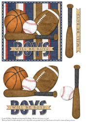 Boys Will Be Boys Square Card Front Sport Themed