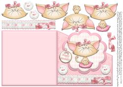 Happy Birthday Sweet Pink Kitty Card