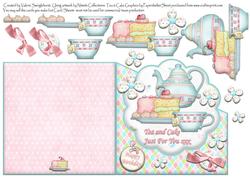 Tea and Cake Just for You Diagonal Over the Edge Card