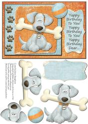 Yappy Birthday to You! Dog Card Front with Decoupage