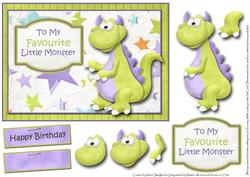 To My Favorite Little Monster Card Front with Decoupage