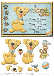 Dog's Sing Yappy Birthday Card Front with Decoupage