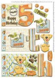 5th Birthday Number Booksheet with Decoupage