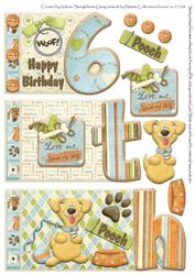 Woof Happy Birthday 6 Years Old Number Book Sheet
