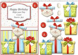 Hope Your Day is Just Purrrr-fect Card Front with Decoupage