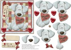 Be My Valentine "i Woof You" Card Front with Decoupage
