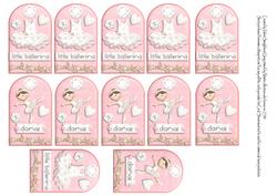 12 Pretty Pink Ballerina Crescent Tags
