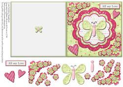 All My Love Butterfly & Flowers Square Quick Card