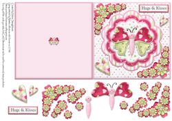 Hugs & Kisses Quick Square Card with Decoupage