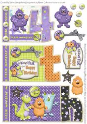 Little Monster 4th Birthday Book Sheet