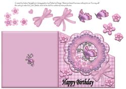 Pretty Pink Butterfly Birthday Diagonal Over the Edge Card