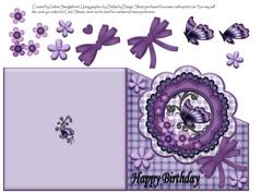 Pretty Purple Butterfly Birthday Diagonal Over the Edge Card