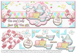 Birthday Tea and Cake Just for You Dl Card Front & Decoupage