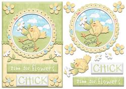 Welcome Spring - Time for Flowers - Chick Card Front