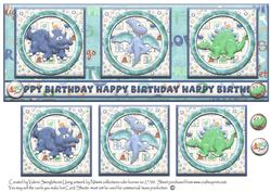 Three Cute Dinosaurs Dl Card Front
