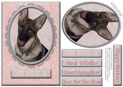 German Shepherd Pink/silver Various Occasion Card