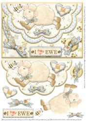 Double Scallop Envelope Card Front I Love Ewe