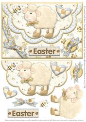 Double Scallop Envelope Card Front Easter Lamb
