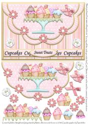 Double Scallop Envelope Card Front Sweet Treats Cupcakes