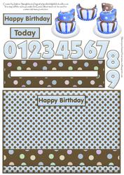 Blue Funky Birthday Cake Penny Slider