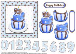 Blue Birthday Cake Ages 1-10 Square Card Front