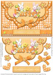 Double Scallop Envelope Easter Card Somebunny Loves You