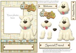 Its a Dogs Life Photo Card Front with Decoupage
