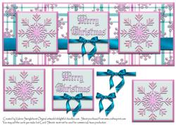 Pink Snowflakes Merry Christmas Dl Card Front
