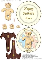 Happy Father's Day Love You Dad Girl Teddy Plate and Stand