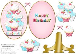 Six Stacked Yummy Cupcakes Oval Plate & Stand