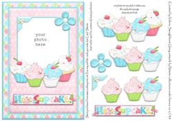 Cupcakes Photo Card Front with Decoupage