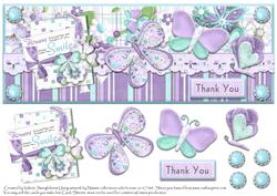 Flowers & Butterflies Make Me Smile Thank You Dl Card Front
