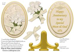 Happy Anniversary to a Special Mum & Dad Plate & Stand Cream