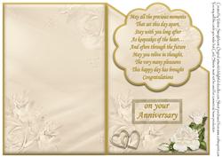 Cream Roses Anniversary Card with Verse