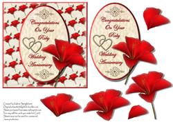 Red Hibiscus Ruby Wedding Anniversary Card Front
