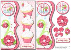 Happy Birthday Oh So Sweet Cupcake Mock Envelope Card Front
