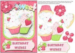 Sweet Birthday Wishes Cupcake Card Front
