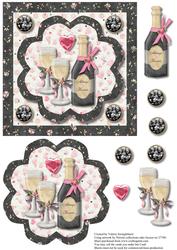 Always & Forever Champagne Bottle Wedding Card Front