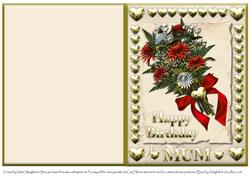 Bouquet of Flowers for Mum's Birthday Gold Borders