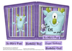 I've Got My Eye on You Monster Birthday Card Boy or Girl