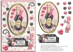 Anniversary Champagne & Glasses A5 Card Front