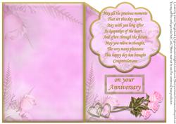 Pink Roses Anniversary Card with Verse