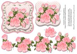 Pink Roses Framed & Layered Topper with Decoupage