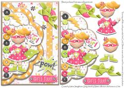 Pow Girls Rule Supergirl Double Scallop Envelope Card